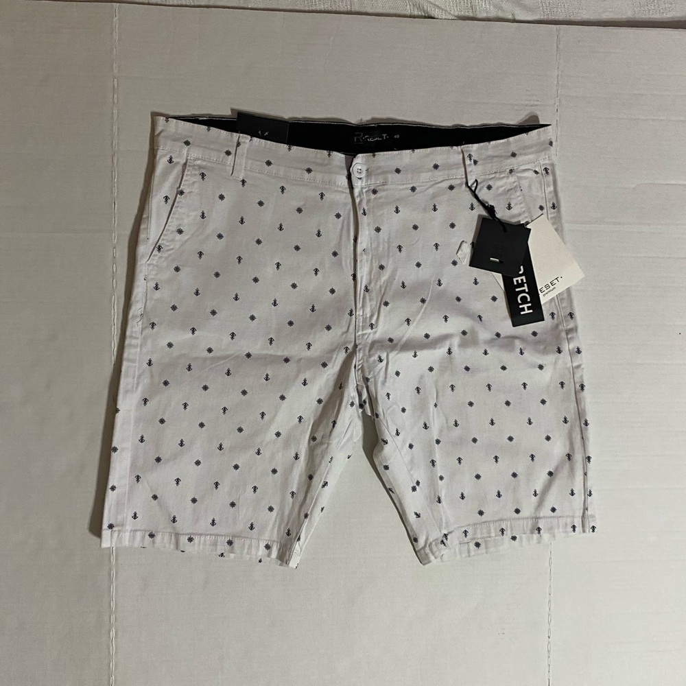 The Reset White Flat Front Knee-Length Shorts